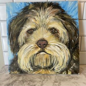 Hand-Painted Dog Portrait Canvas - Brown and Cream